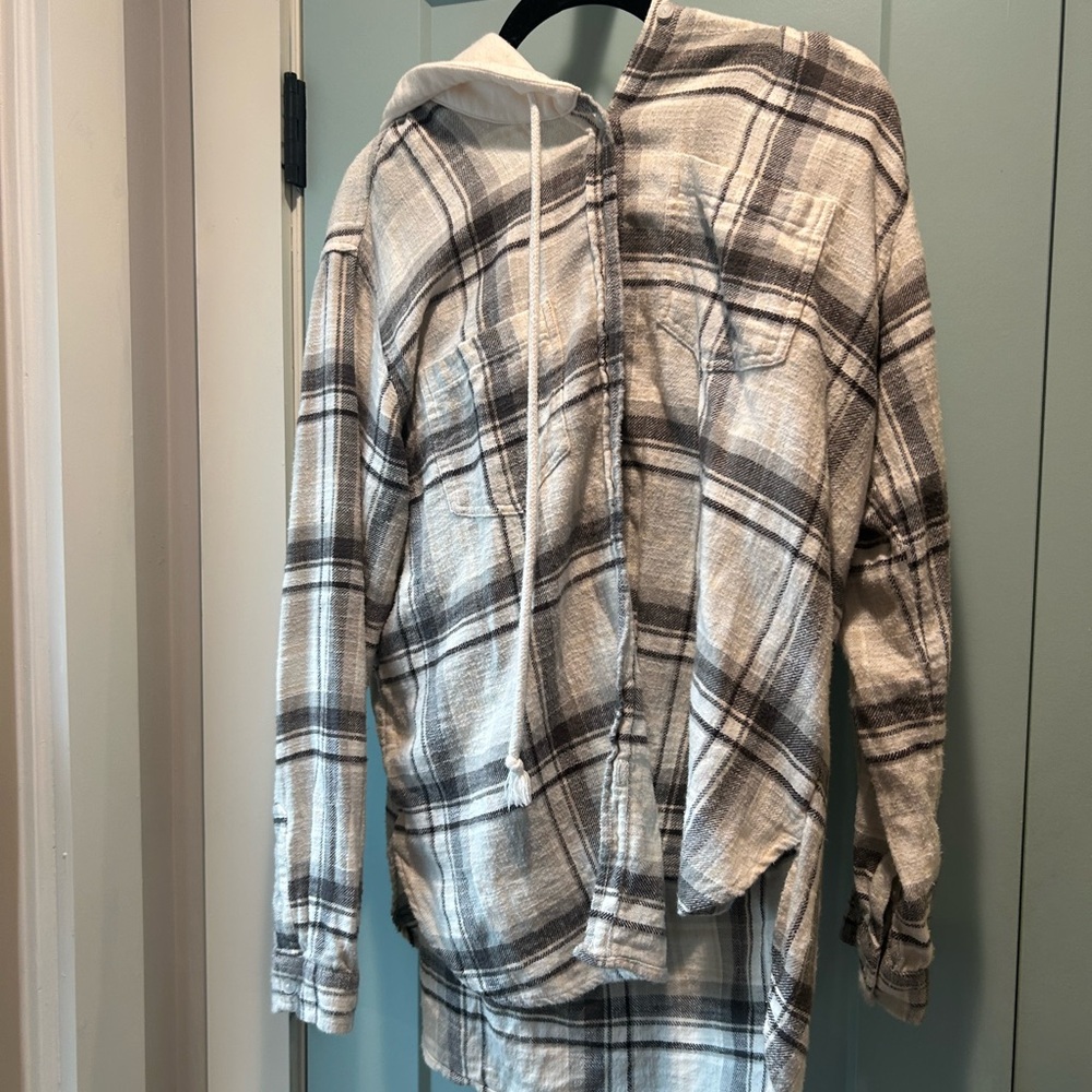 American Eagle Outfitters Plaid Jacket - Gray and White